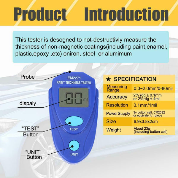 EM2271 Coating Painting Film Zinc Plating Thickness Gauge Tester A#S