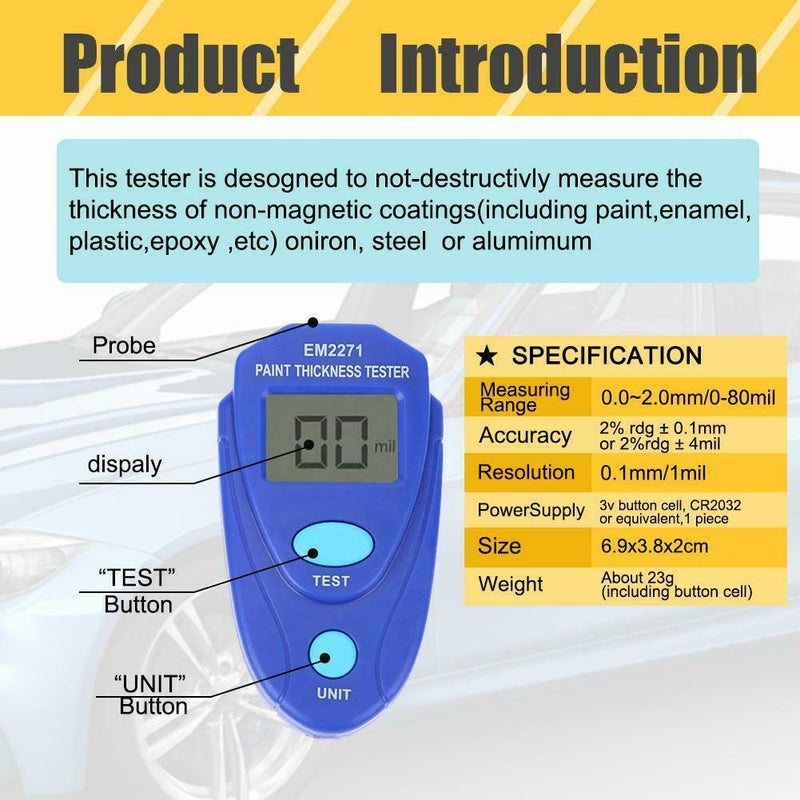 EM2271 Coating Painting Film Zinc Plating Thickness Gauge Tester A