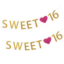 2pcs Glitter Sweet 16 Happy 16th Birthday