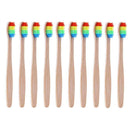 10pcs Soft Rainbow Head Bamboo Toothbrushes Oral Care Teeth Whitening Tools