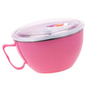 Insulated Food Container Thermal Round Bowl Lunch Dinner Box Outdoor Pink