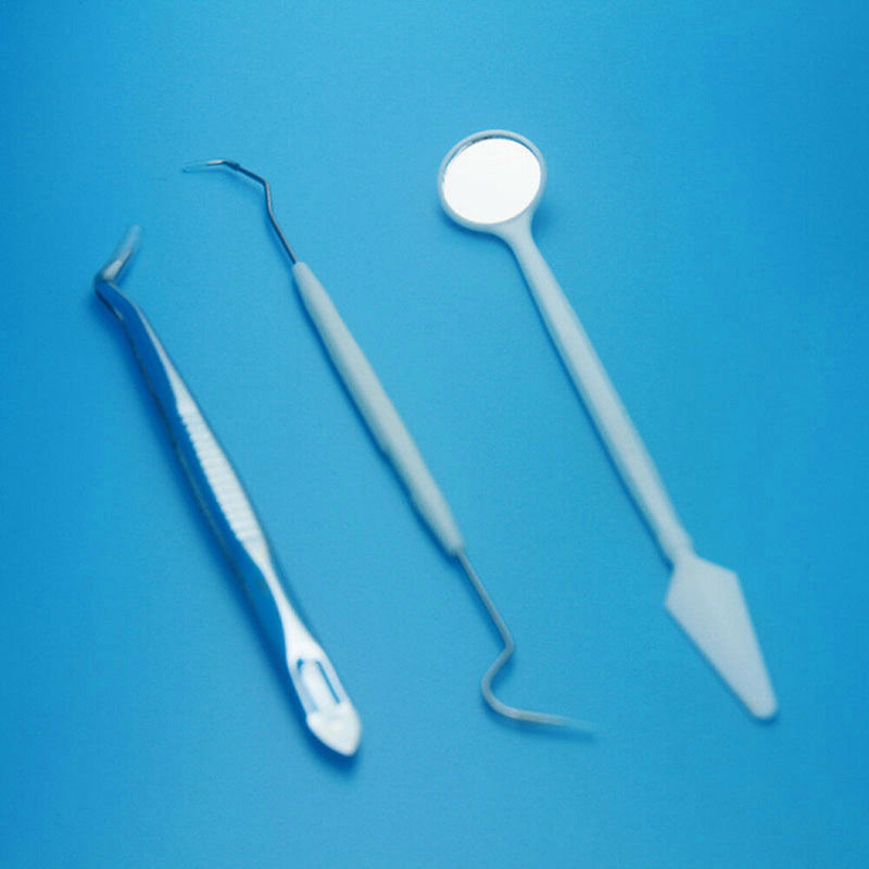 3Pcs Dental Instruments Mouth Mirror Probe Tweezers Tooth Teeth Clean Hygiene