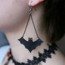 Black Bat Earrings Drop Dangle Hook Ear Stud Halloween Jewelry For Women Girl's