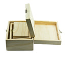 3x 125/150/175mm Plain Unfinished Wooden Storage Box for Jewelry Gift Gadget