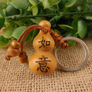 1 Pcs Gourd Craft Keychain Mahogany Chinese Traditional Fortune Keyring Decor3C