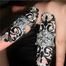 Women Fashion Jewelry Enamel Full Finger Armor Joint Knuckle Hollow Out Ring TO
