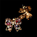 Charming Girl's Colorful Crystal Rhinestone Golden Bowknot Charm Stud EarringsJR