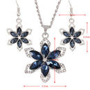 Women Fashion Flower Necklace Drop Earrings Jewelry Set Crystal Party Jewelr Bj