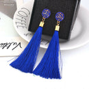 Women Long Earrings Hanging Bohemian Large Tassel Earring Ethnic Royal Blue