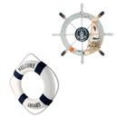 Nautical Beach Wooden Boat Ship Wheel Lifebuoy Lifering Home Wall Decoration