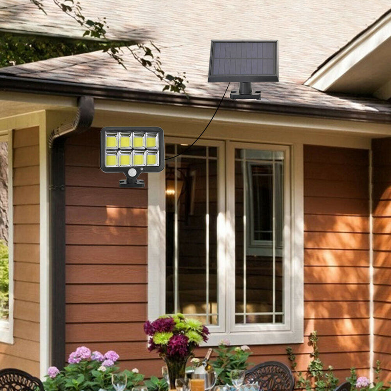 160 LED Solar Wall Light Remote Control Motion Sensor Yard Security Lamp