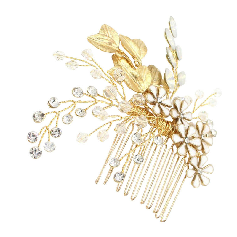 Crystal Flower Leaf Hair Comb Wedding Party Prom Birdal Fashion Hair Jewelry