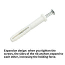 200Pcs Self Drilling Screws Expansion Plastic Sleeve Assortment Set Kit Wit