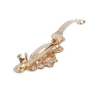 Lady Party Green Flower Design Rhinestone Barrette French Hair Clip Y4J1