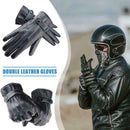 Leather Motorcycle Riding Fleece Gloves Touch Screen Men Thickened Gloves