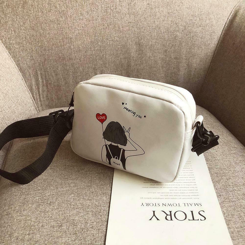 Cartoon Printing Square Shoulder Handbags Women PU Leather Crossbody Bag (6