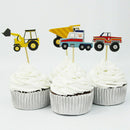 24pcs Cake Dessert Inserted Card Prod with Car Tractor Pattern