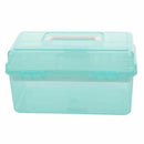 Clear Turquoise Plastic Tray 2 Compartment Tool Storage Box Case