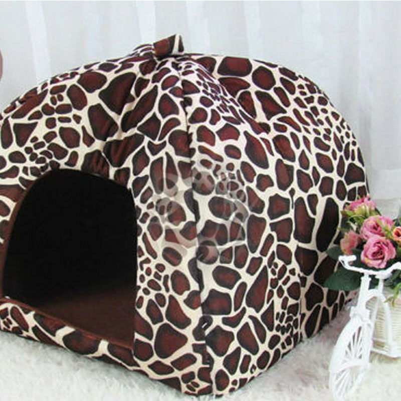 Soft-Warm Bed Small Pet Nest House Lepard Dog Cat Cotton Blend Mat