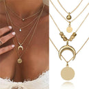 Multilayer Choker Horn Long Crescent Moon Pendant Necklace Chain Jewelry WomenM+
