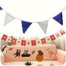Creative Blue Cotton Pennant Flag For Garland Home Wedding Party Decoration