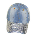 Blue Adjustable Rhinestoned Denim Baseball Cap Hiphop Cap For Women