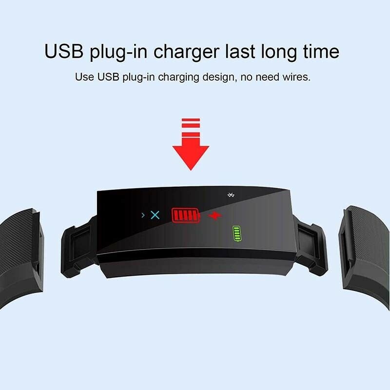 HOT 115PLUS Smart Band Support Heart Rate Blood Pressure Calorie Step Monit R5M8