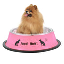 Stainless Steel Anti-skid Dog Cat Food Water Bowl Pet Feeding Tool Pink A