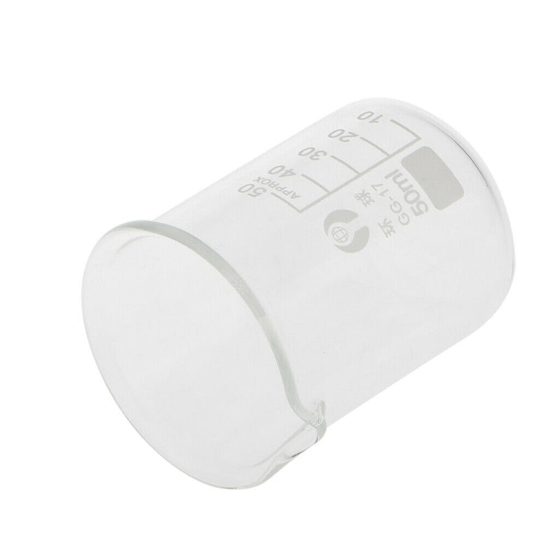 50ml Borosilicate Glass Beaker -- Graduated Low Form Measuring Beakers - Lab