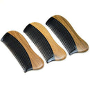 Natural Green Sandalwood Hair Comb - No Static Wooden Fine Tooth Black Buff