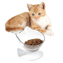 Removable Oblique Cat Ears Pet Bowl Transparent Feeder Non-slip Holder (A) A