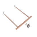 Bird Perch Parrot Play Toys Stand Holder natural Wooden Swing Bell Cage Hanging-