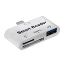 Mini 3 in 1 Type-C Port USB3.0 OTG SD/TF Card Smart Reader Adapter(White)