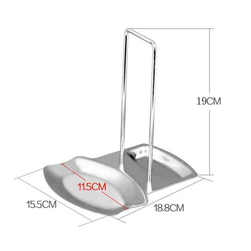 1* Stainless Steel Pot Cover Rack Stand Pan Lid Spoon Cookware Holder R4Q0