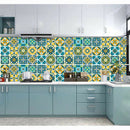 Retro Tile Floor Stickers Bathroom Kitchen Waterproof Wall Decals (HZ008) A