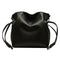 Solid Color Shoulder Handbags Women Leather Drawstring Satchel Bags (Black)