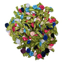 100 Pcs Rose Ribbon DIY Applique Accessiories with Leaf Fabric Flower for  OZ