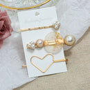 Women'S Hair Clips 3 Sets Of Heart-Shaped Glossy Hollow Round Korean Style