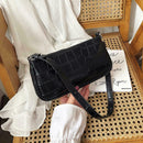 Retro Handbag Women Crocodile Leather Tote Office Lady Shoulder Bag (Black)