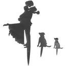 Unique Wedding Cake Topper Bride and Groom Silhouette with 2 Dog G5B1