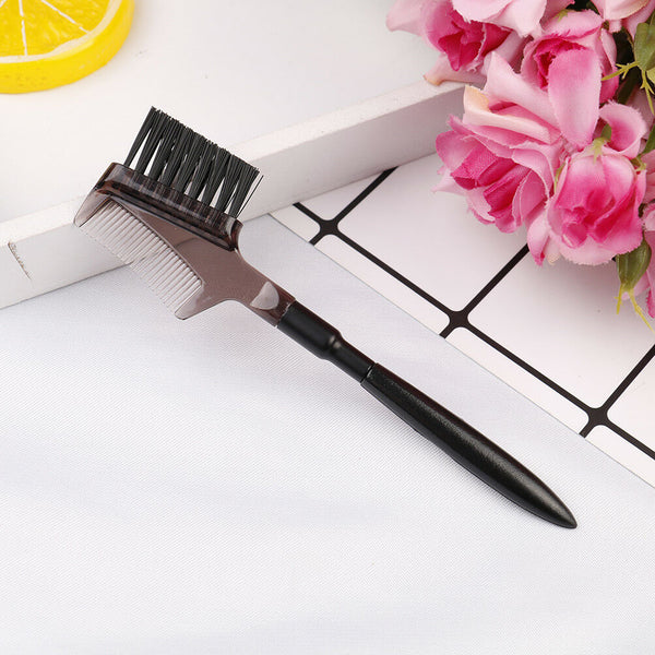 Women double-sides brow comb eyebrow brush wood holder make-up tool blacM`US