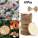 10pcs/set Christmas Xmas Tree Wood Log Slices Discs Cutout Circle Wedding Decor