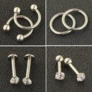 9 Pairs Stainless Steel Body Piercings Jewelry Kit for Women Grils