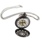 Hollow Spider Web Pocket Watch Retro Quartz Large Black Necklace Pendant Me