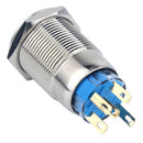 12V Stainless Steel Resetable Push Button Switch Blue Ring LED Light