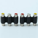 2pcs Triple RCA Female to Female Coupler Adapter AV Cable Component Connector