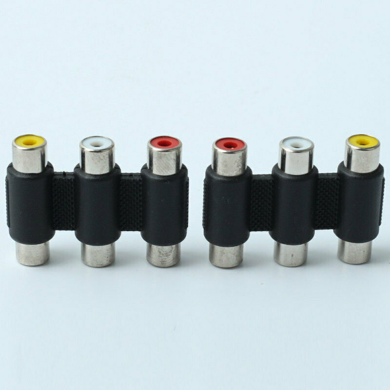 2pcs Triple RCA Female to Female Coupler Adapter AV Cable Component Connector
