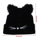 Women  Cat Ears Hat Knitted Acrylic Warm Winter Beanie Caps Crochet Fur