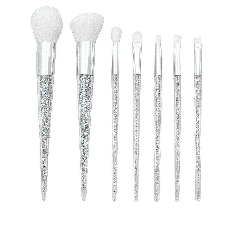 New 7Pcs Sliver Diamond Crystal Makeup Brushes Professional Set Foundation  S8X9