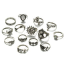14 Pcs/ Set Bohemian Engraving Punk Moon Flower Leaves Water Drop Tarot Sym